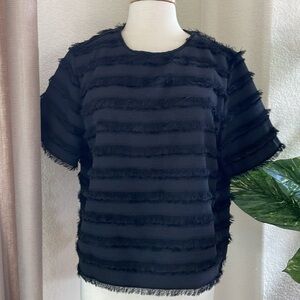 H&M Black Fringed Blouse